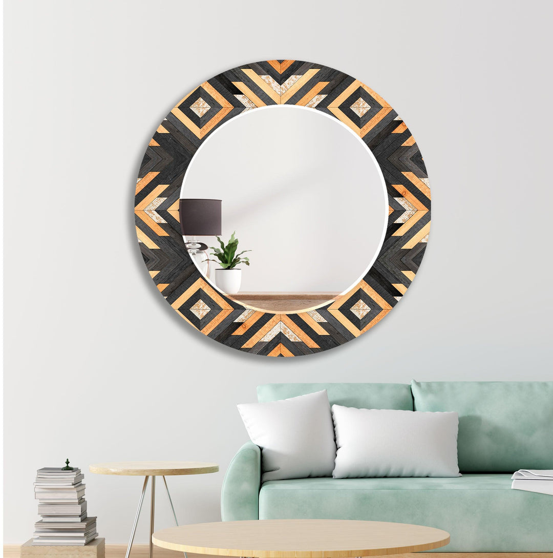 Wood Design Black Orange Wall Mirror v
