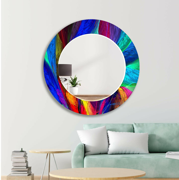 Modern Colorful Abstract Design Wall Mirror Entryway Wall Mirror
