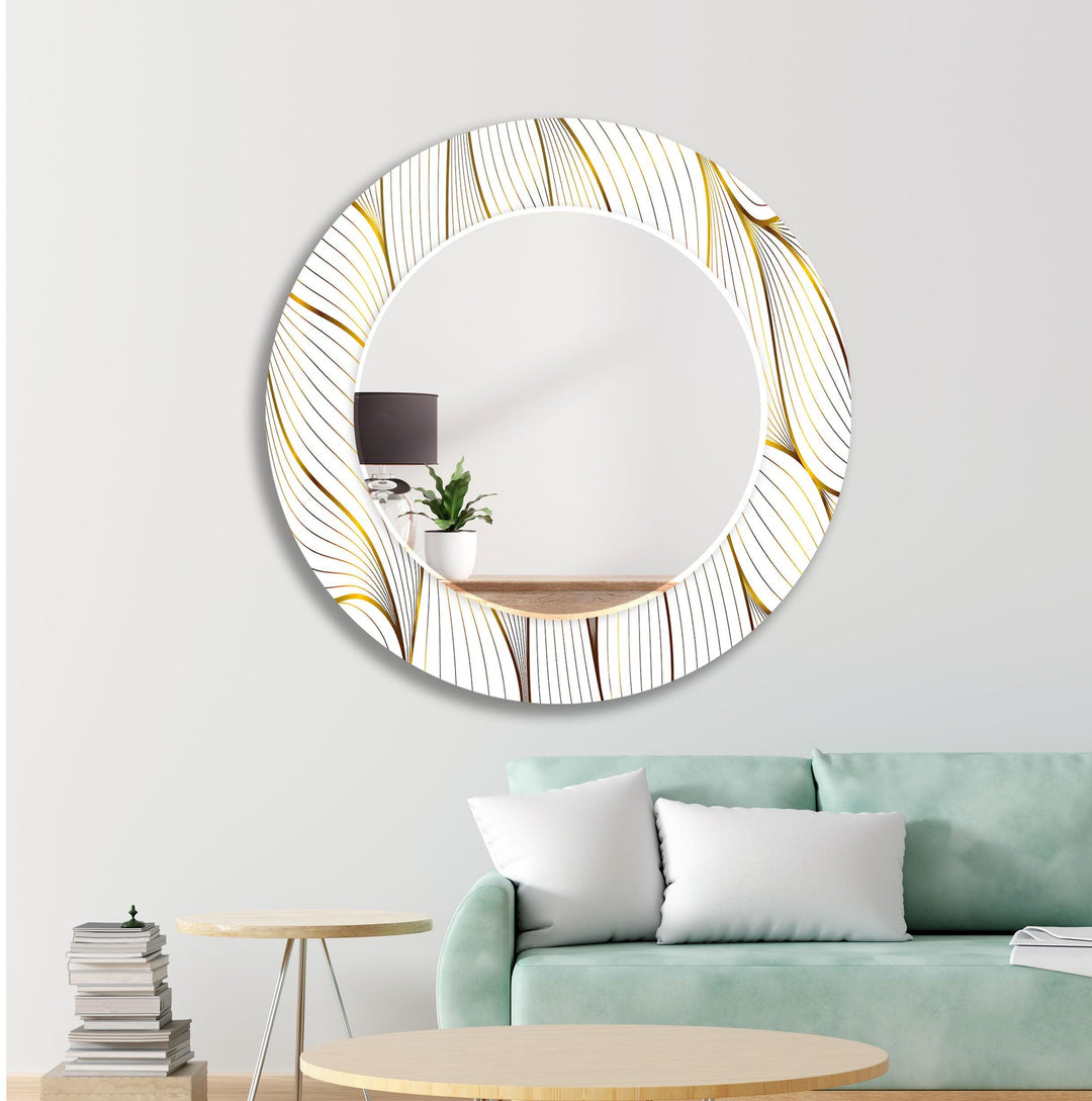Golden White Wall Mirror Stained Glass Wall Mirror
