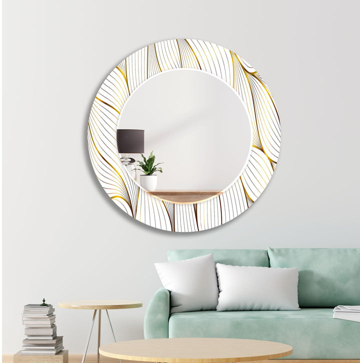 Golden White Wall Mirror Stained Glass Wall Mirror
