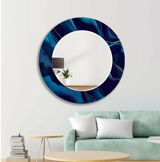 Blue Wavy Abstract Wall Mirror decorative mirrors   
