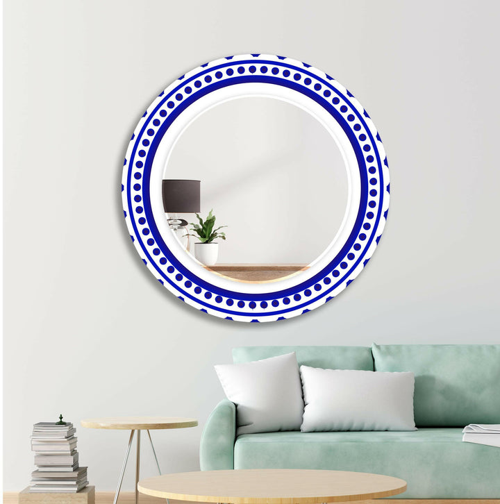 Dark Blue Abstract Wall Mirror Round Mirror
