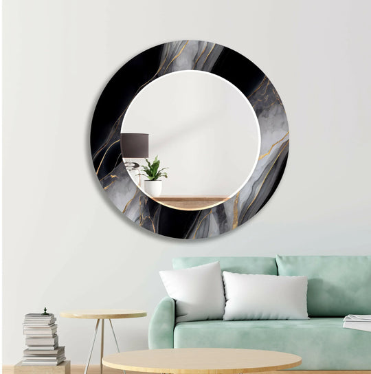 Black Gray Marble Wall Mirror - MyPhotoStation
