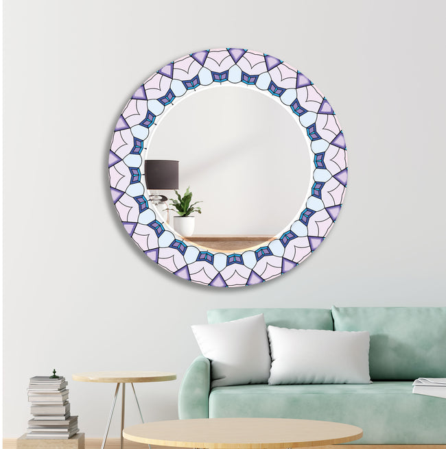 Mandala Round Tempered Glass Wall Mirror