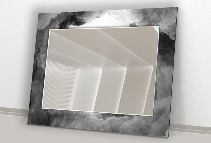 Storm Cloud Glass Wall Mirror – Modern Monochrome Accent Decor