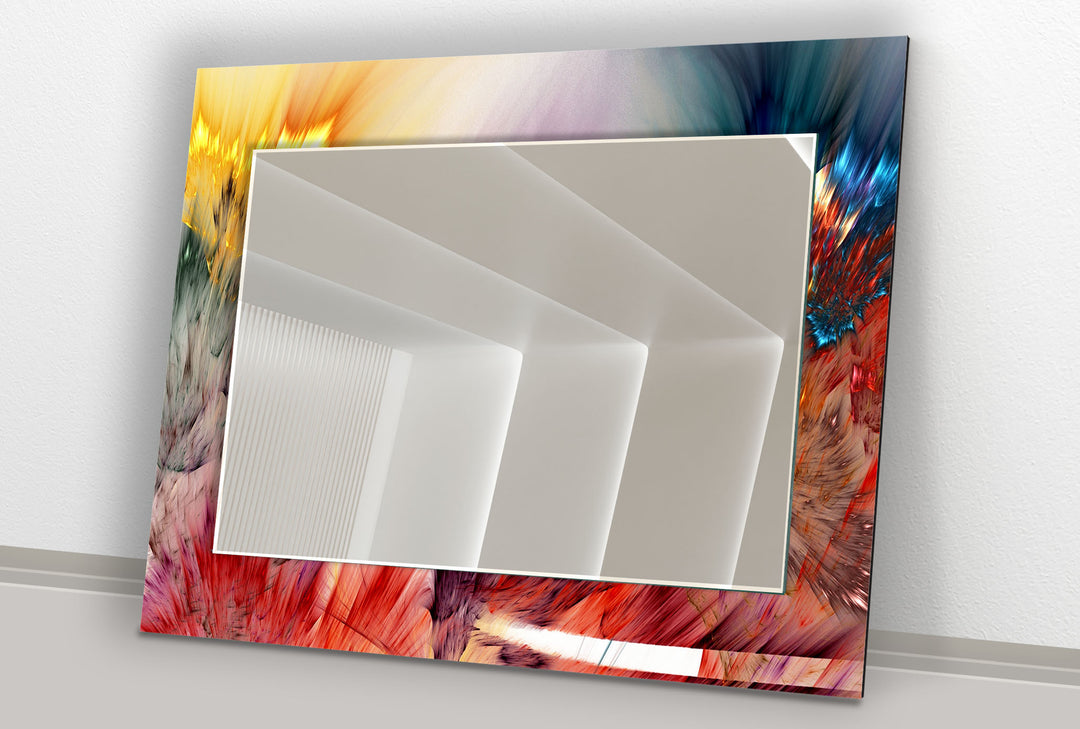 Color Splash Glass Wall Mirror – Abstract Burst Design for Bold Interiors