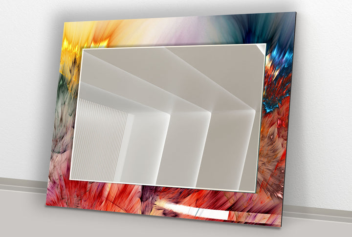 Color Splash Glass Wall Mirror – Abstract Burst Design for Bold Interiors