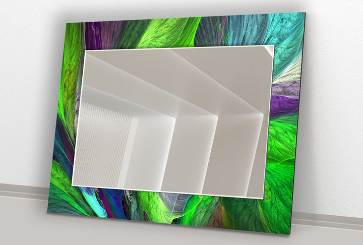 Lebendiger Wandspiegel aus gefiedertem Glas – Abstraktes Naturdesign