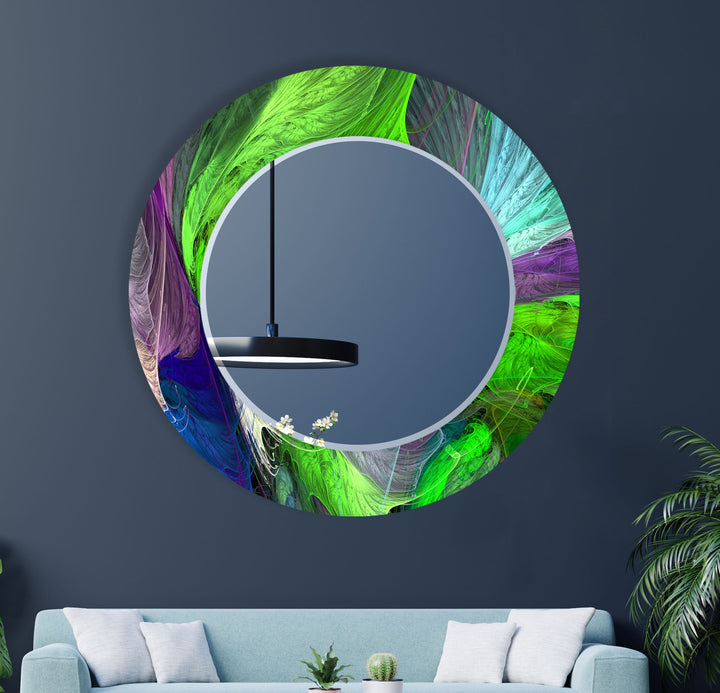 Lebendiger Wandspiegel aus gefiedertem Glas – Abstraktes Naturdesign