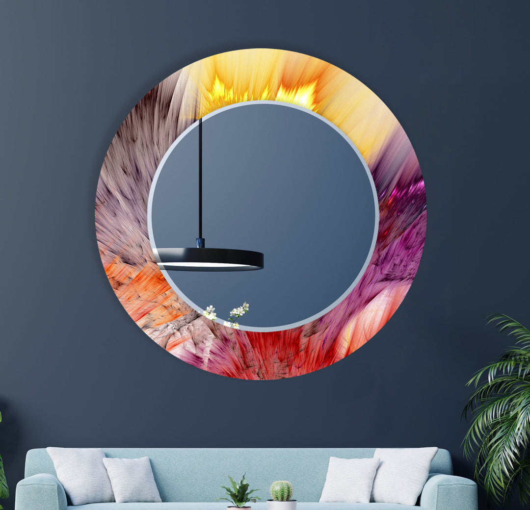 Color Splash Glass Wall Mirror – Abstract Burst Design for Bold Interiors