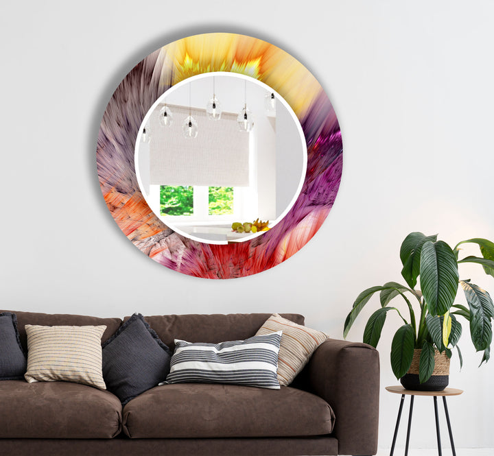 Color Splash Glass Wall Mirror – Abstract Burst Design for Bold Interiors