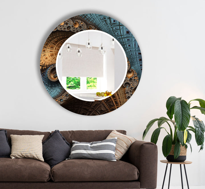 Architektonischer Mandala-Glas-Wandspiegel – Modernes geometrisches Akzentdekor
