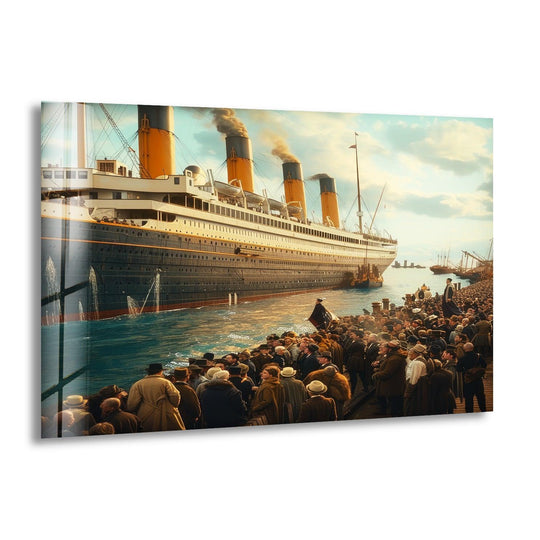Featuring a glossy finish, the RMS Titanic art from glass evokes a striking look with its high-quality tempered glass print.