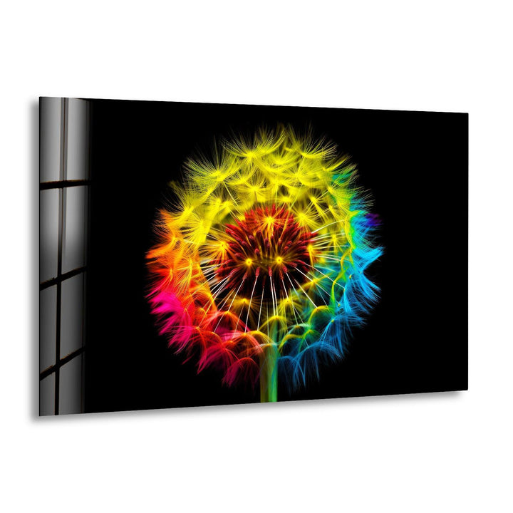 Colorful Dandelion Glass Wall Art, print on glass, glass printed photos