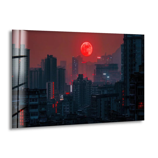 Featuring a smooth surface texture, this China Chongqing View art from glass wall art showcases a glossy finish and captivating cityscape details.