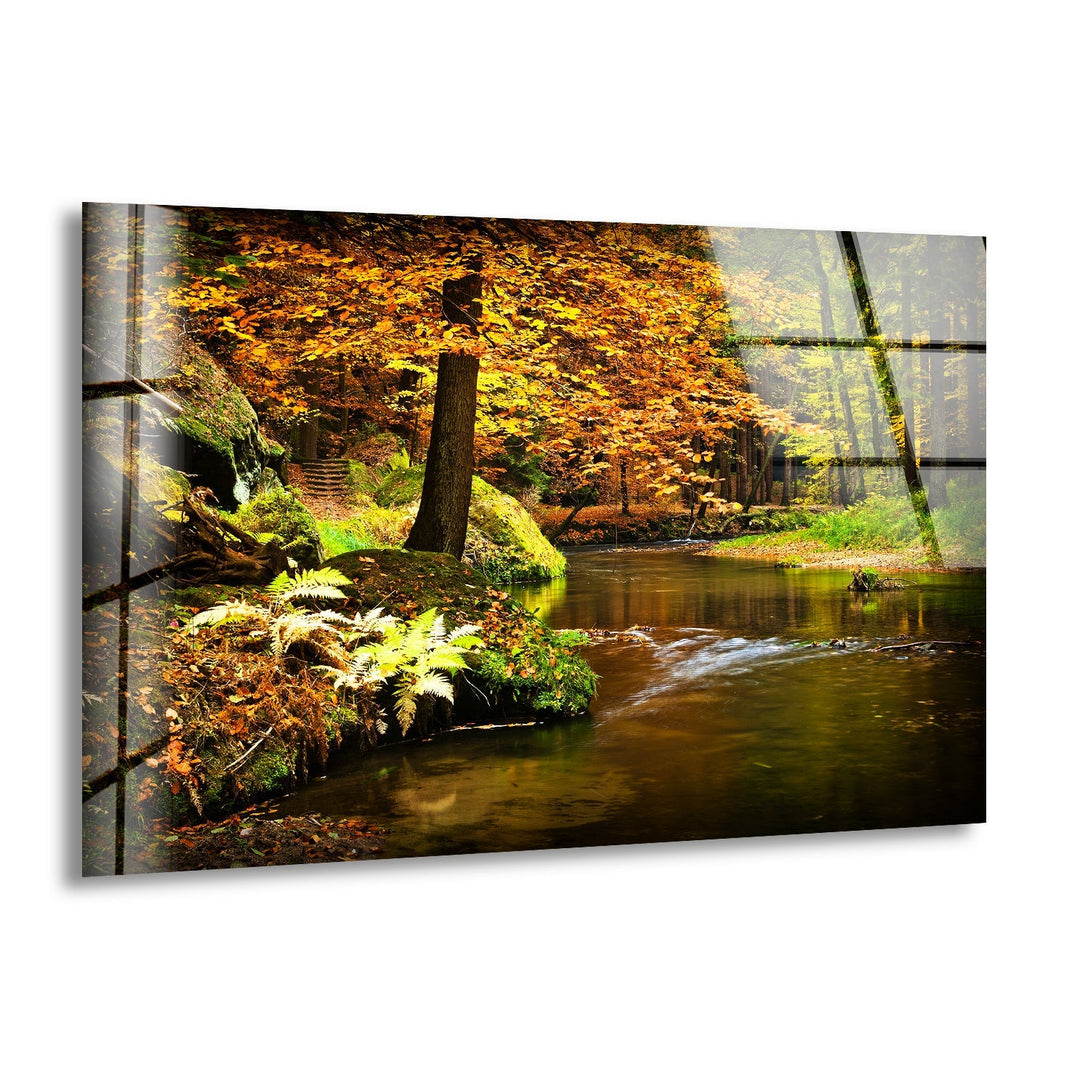 Landscape wall art of Lagoa do Fogo, showcasing crystal-clear blue waters and lush green surroundings.
