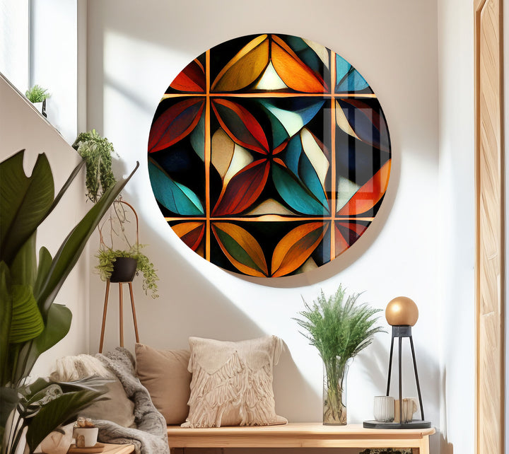 Geometric Stained Glass Wall Art – Abstract Mosaic Glass Design