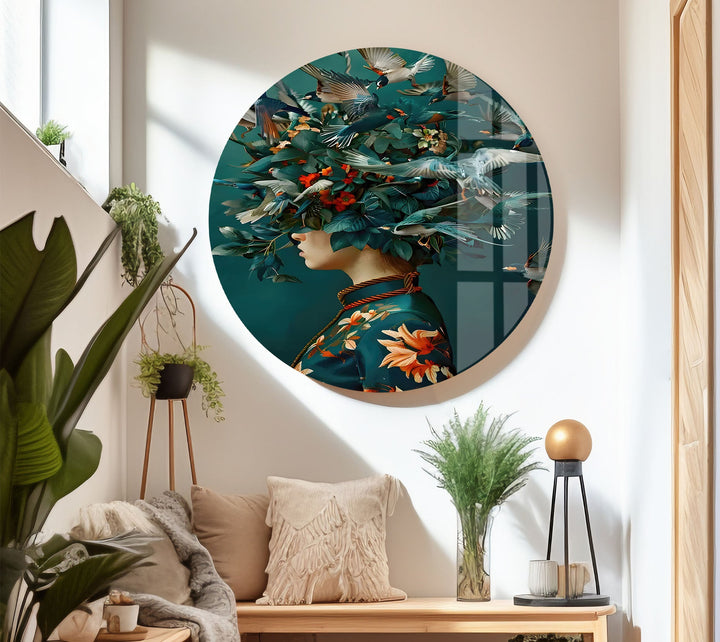 Bird Head Woman Glass Wall Art art glass wall art, glass wall art pictures
