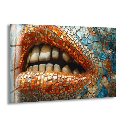 Stained with Woman Lips Details Glass Wall Art - MyPhotoStation