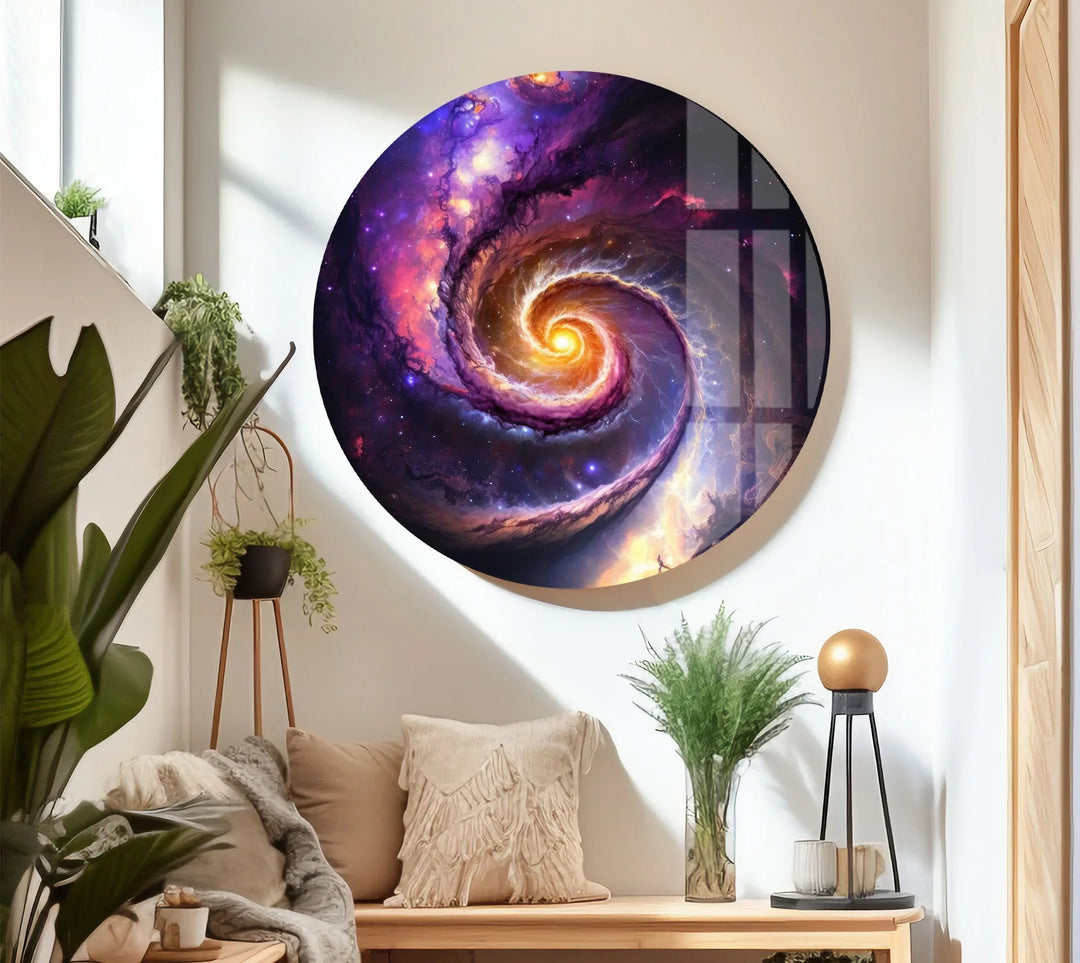 Cosmic Spiral Galaxy Wall Art – Colorful Space Swirl Glass Print for Sci-Fi or Modern Decor - MyPhotoStation