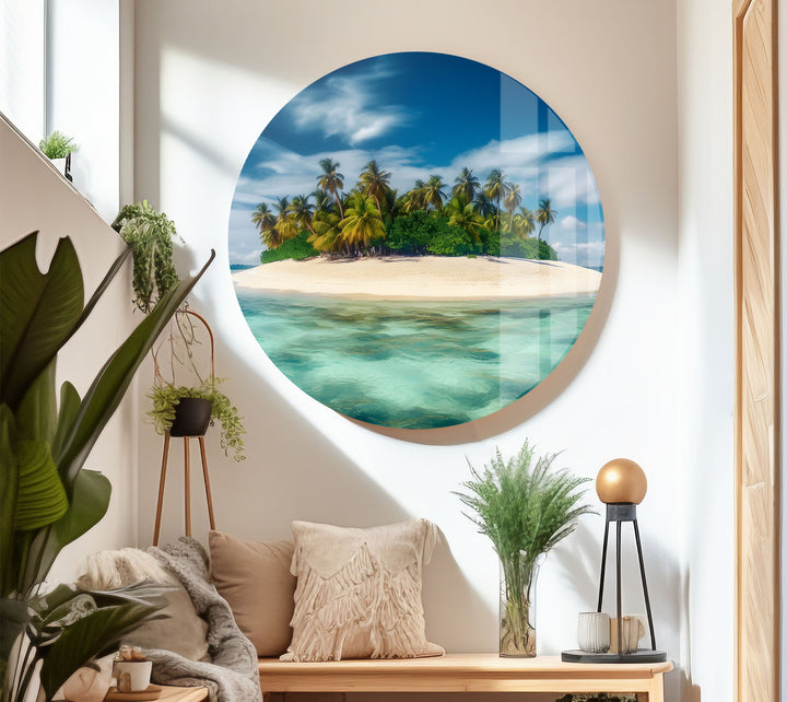 Tropische Insel Wandkunst – Abgeschiedenes Paradies Ozean Glasdruck 