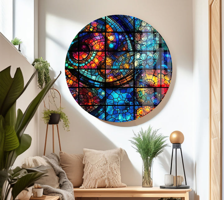 Kosmische Buntglas-Wandkunst – Von der Galaxie inspiriertes Fensterdesign, himmlisches Dekor 
