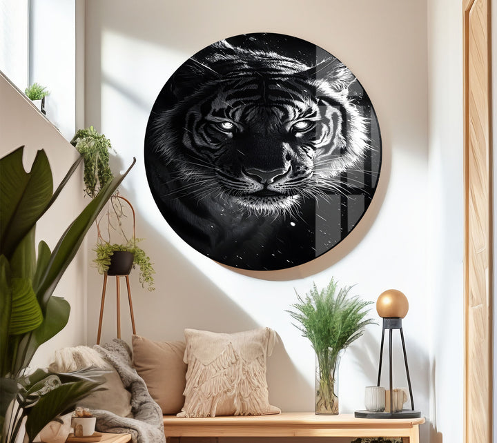 Black Tiger Glass Wall Art photo print on glass, prints on glass wall art
