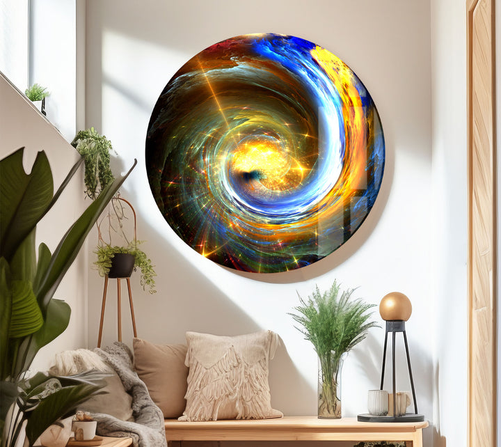 Galactic Vortex Wall Art – Spiral Energy Cosmos Glass Print Décor