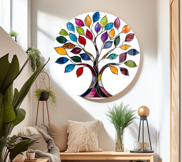 Colored Mosaic Tree of Life Glass Wall Art large glass photo prints, glass wall photos
