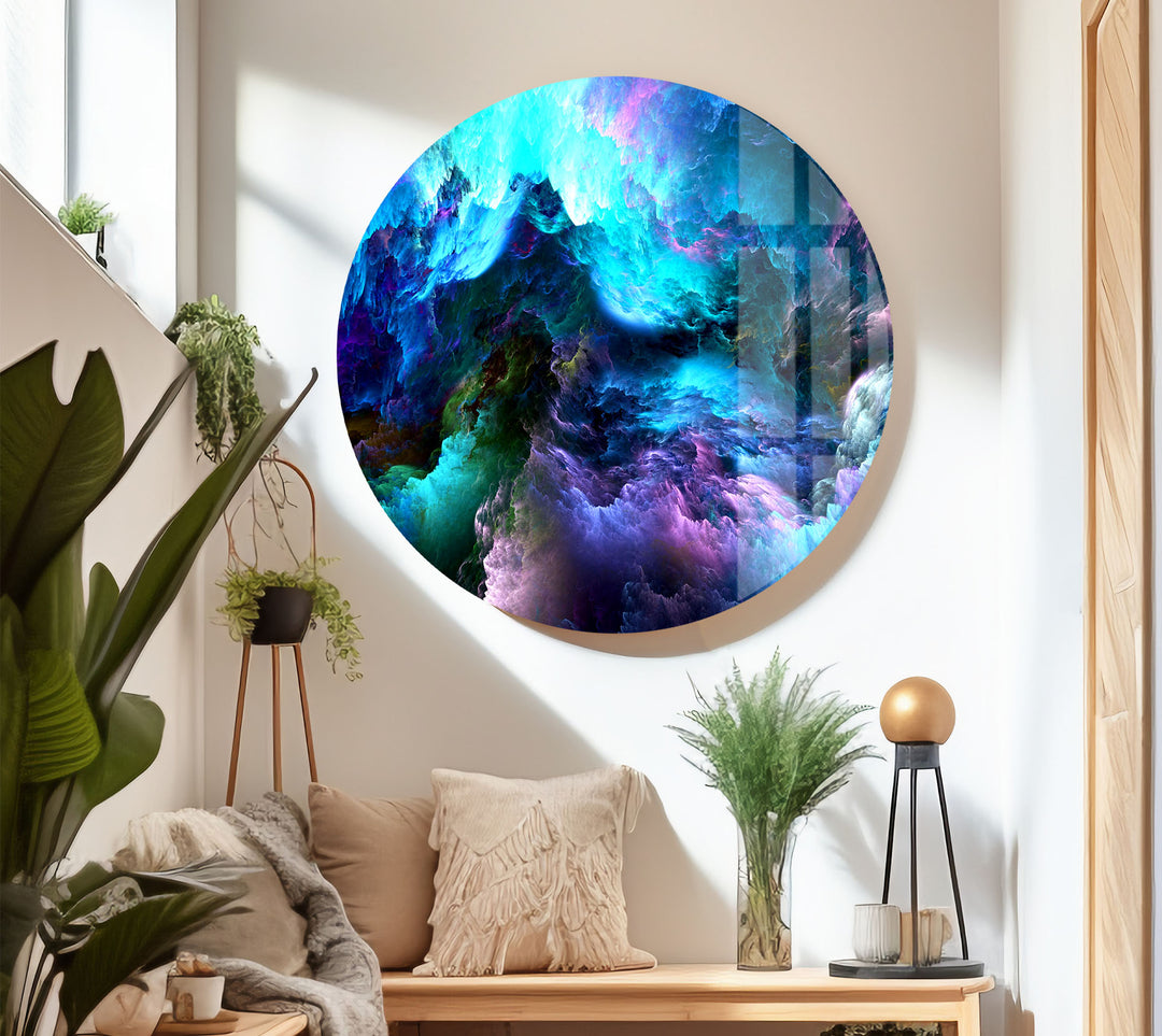 Cosmic Dreamscape Wall Art – Abstract Nebula Cloud Glass Print