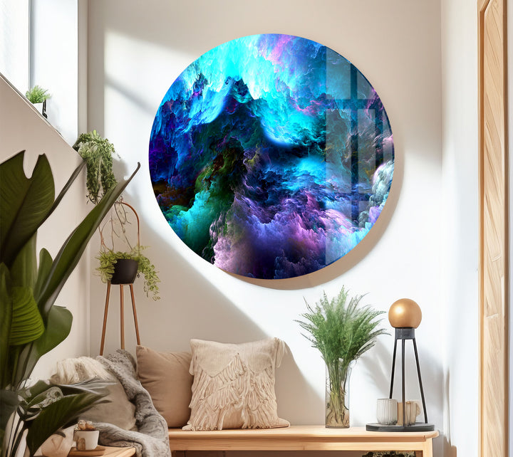 Cosmic Dreamscape Wall Art – Abstract Nebula Cloud Glass Print