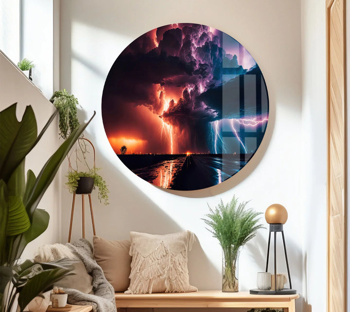 Lightning Storm Wall Art – Dramatic Thunderstorm Glass Print for Modern Decor - MyPhotoStation