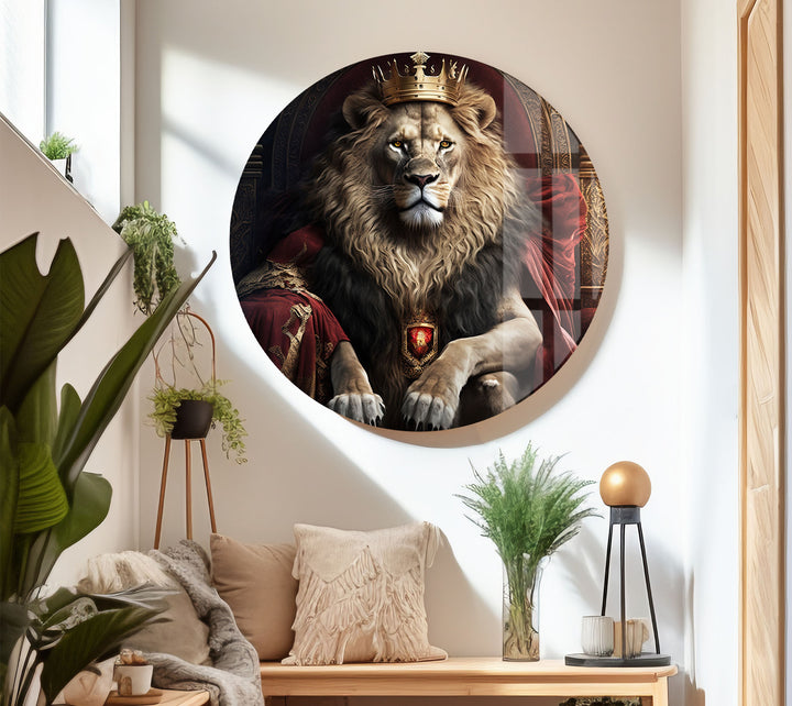 Königliche Wandkunst „König der Löwen“ – Majestätischer Tier-Glasdruck 
