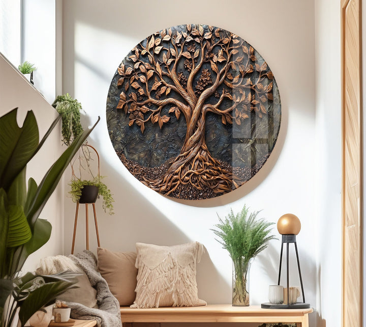Bronze Vivid Tree Glass Wall Art custom glass photo prints, large glass prints
