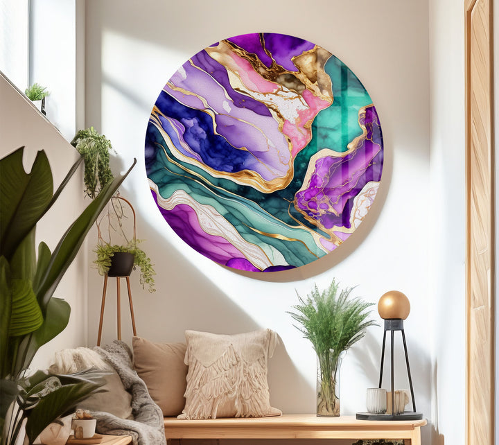 Colorful Geode Marble Wall Art – Abstract Crystal Glass Print for Interiors