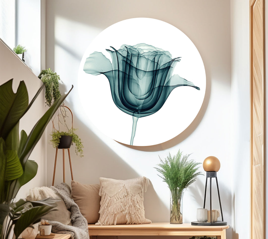 Transparent Rose Wall Art – Modern Floral Glass Print for Home Decor