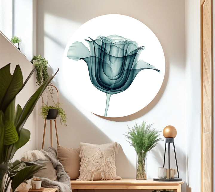 Transparent Rose Wall Art – Modern Floral Glass Print for Home Decor