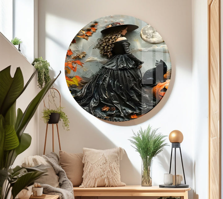 Black Princess & Cat Glass Wall Art glass pictures for Wall, glass prints wall art
