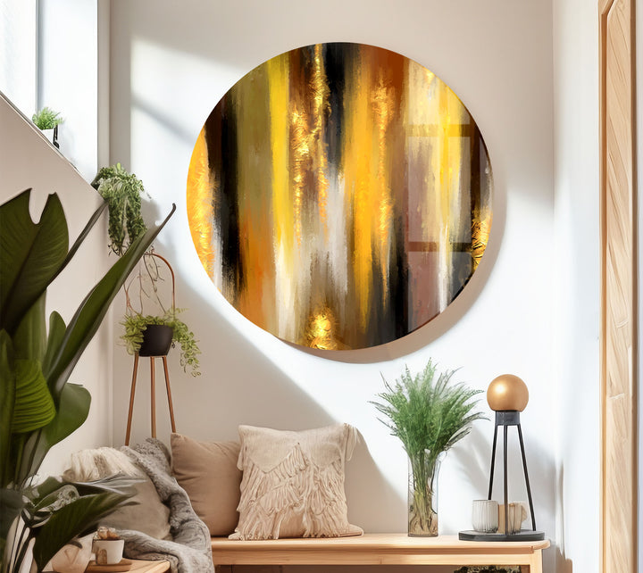 Golden Glow Wall Art – Abstract Yellow & Amber Glass Print