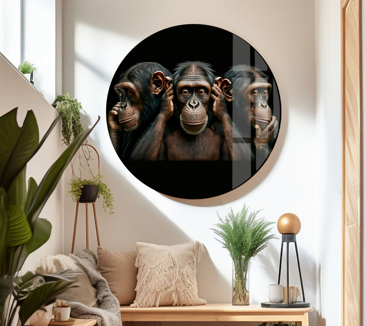 Three Wise Monkeys Wall Art – Speak No Evil Hear No Evil See No Evil Glass Print