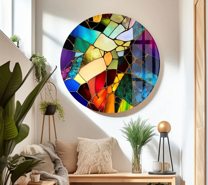 Fractured Stained Glass Wall Art – Colorful Abstract Glass Print for Modern or Artistic Interiors - MyPhotoStation