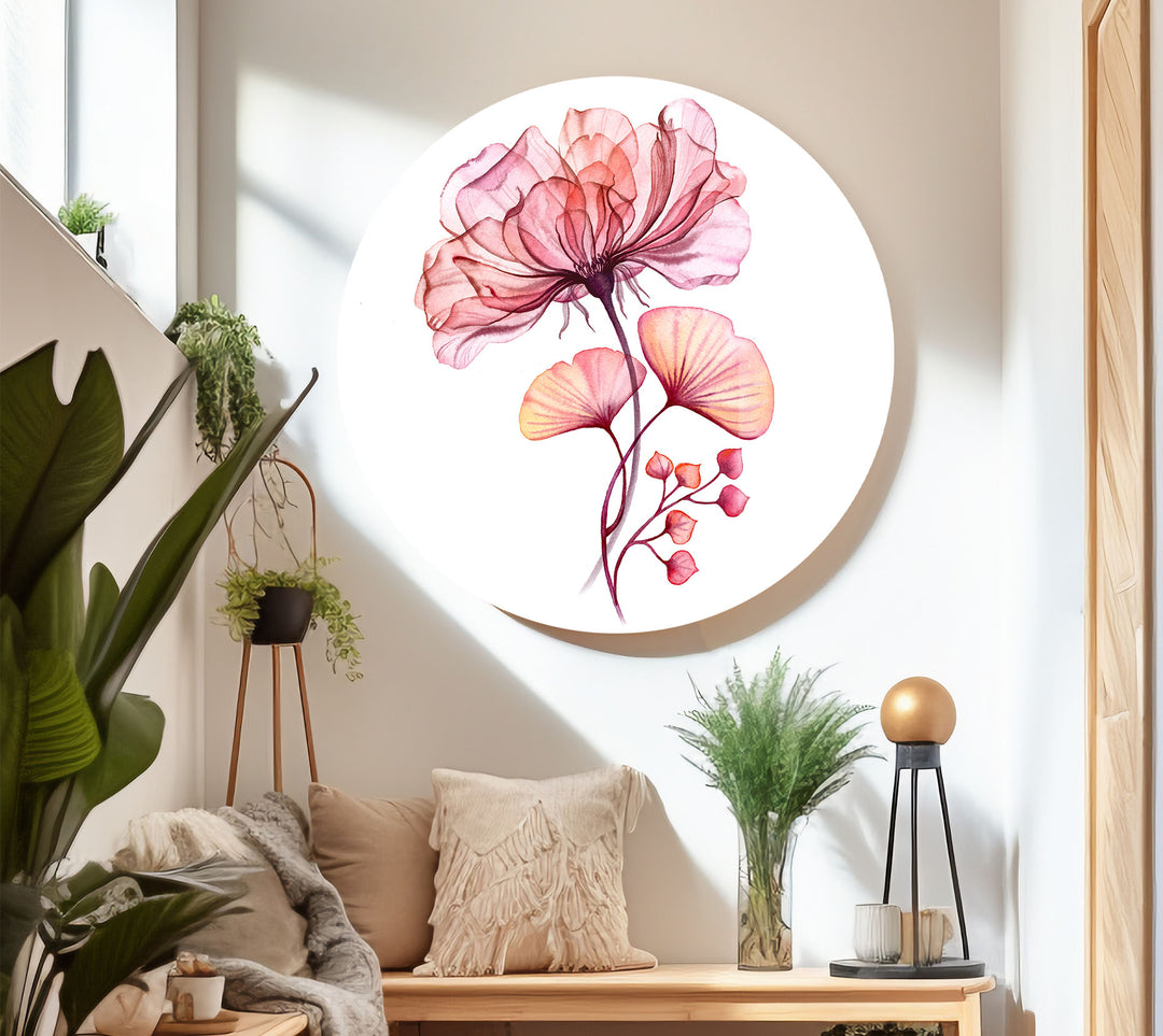 Coral Bloom Wall Art – Pink & Orange Floral Glass Print for Home