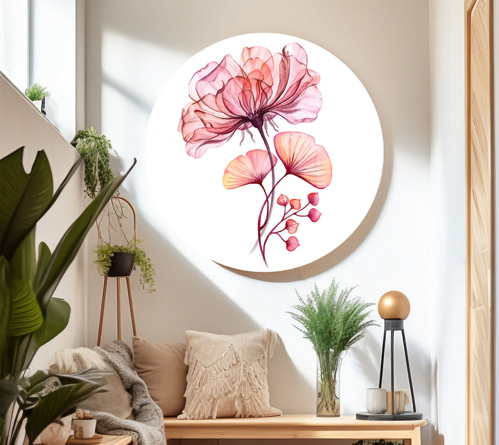 Coral Bloom Wall Art – Pink & Orange Floral Glass Print for Home