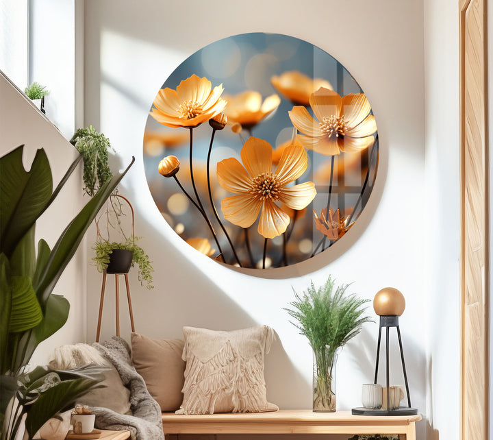 Golden Petal Bloom Wall Art – Elegant Yellow Flower Glass Print Décor
