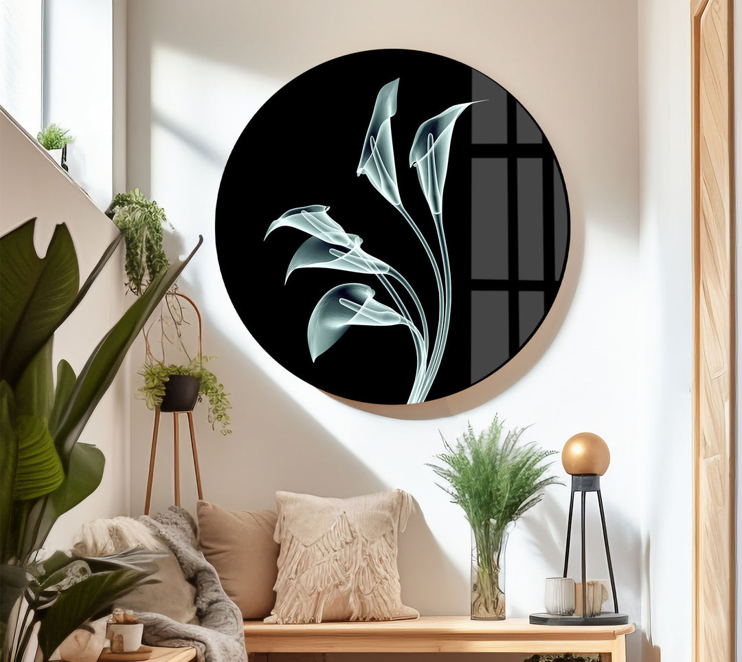 Elegante Calla-Lilien-Wandkunst – Minimalistisches florales Glasdekor