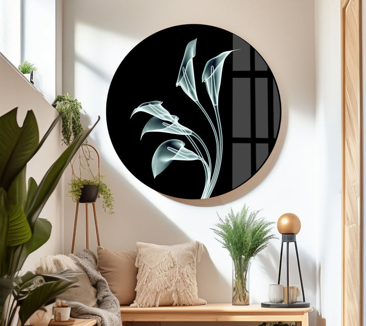 Elegante Calla-Lilien-Wandkunst – Minimalistisches florales Glasdekor
