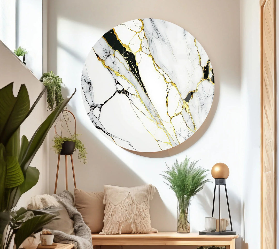 Black and Gold Marble Wall Art – Luxury Abstract Glass Print for Modern Interiors - MyPhotoStation