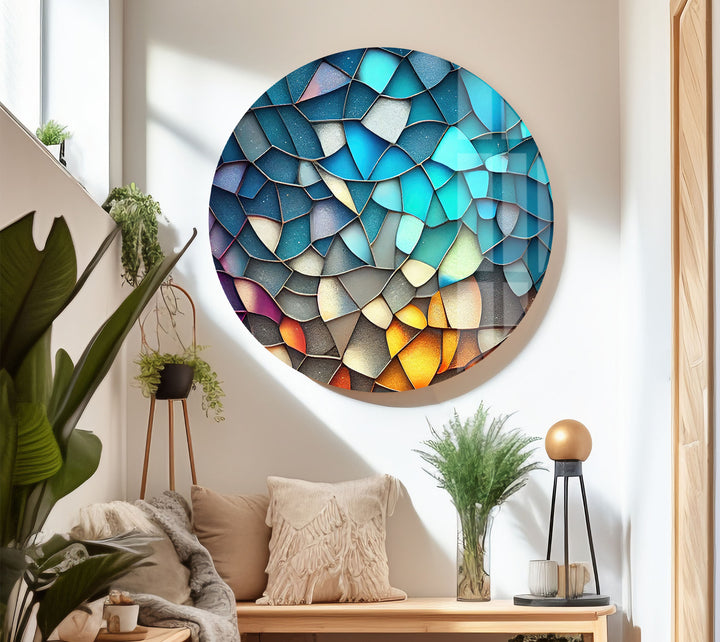 Schimmernde Prisma-Mosaik-Glaswandkunst – Strahlende abstrakte Scherben 