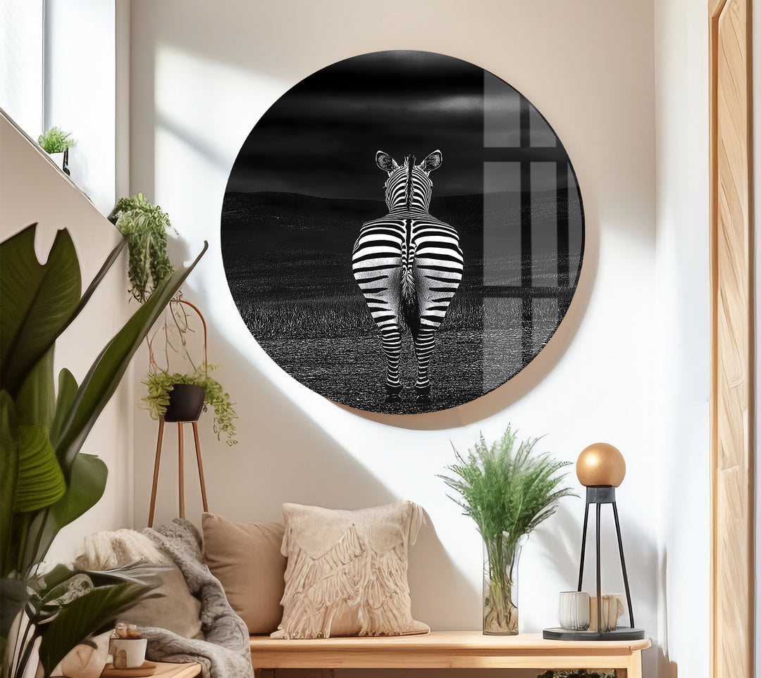 Rear View Zebra Glass Wall Art custom glass pictures, glass art prints
