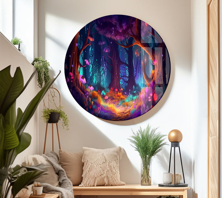 Enchanted Forest Wall Art – Mystical Glow in Fantasy Glass Print